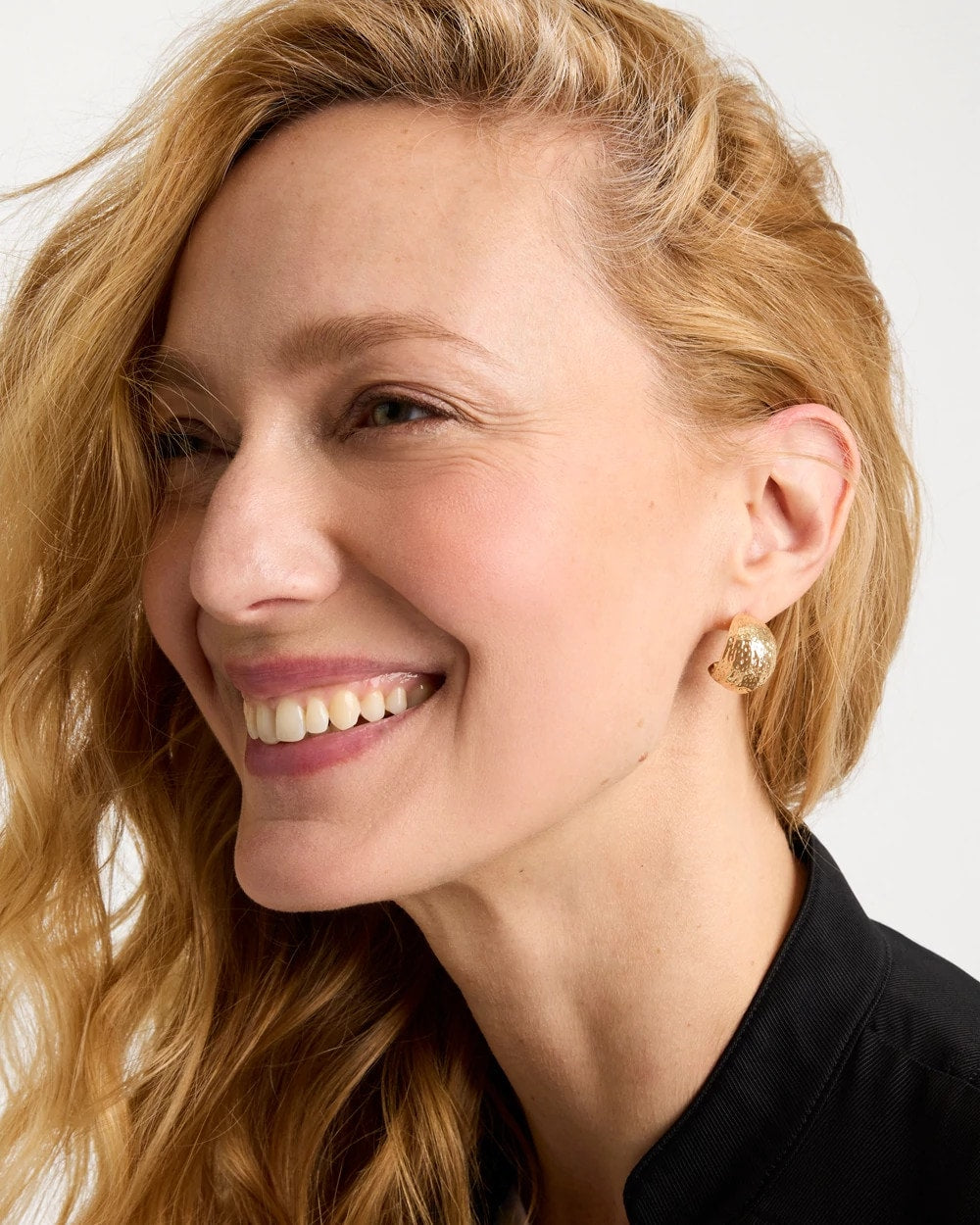 Chico's | Crinkle Goldtone Hoop Earrings/ Gold