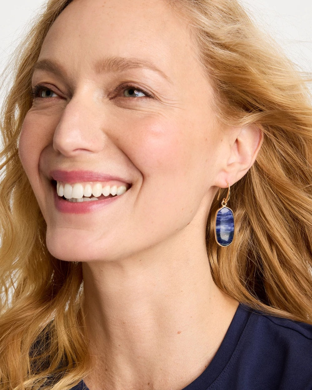Chico's | Genuine Lapis Lazuli Stone Drop Earrings/ Navy