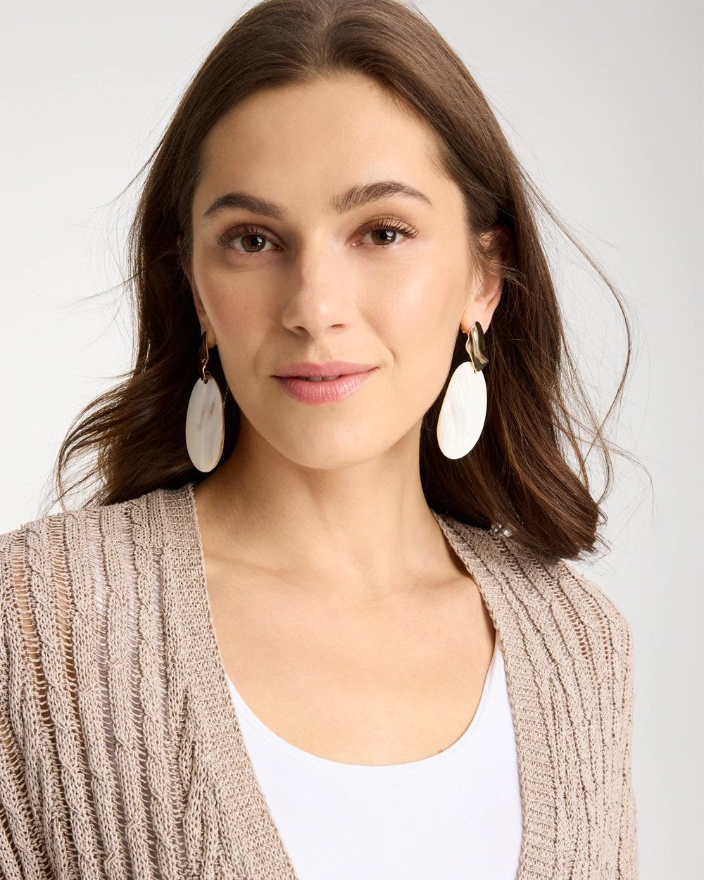 Chico's | Shell Oval Drop Earrings/ Neutral