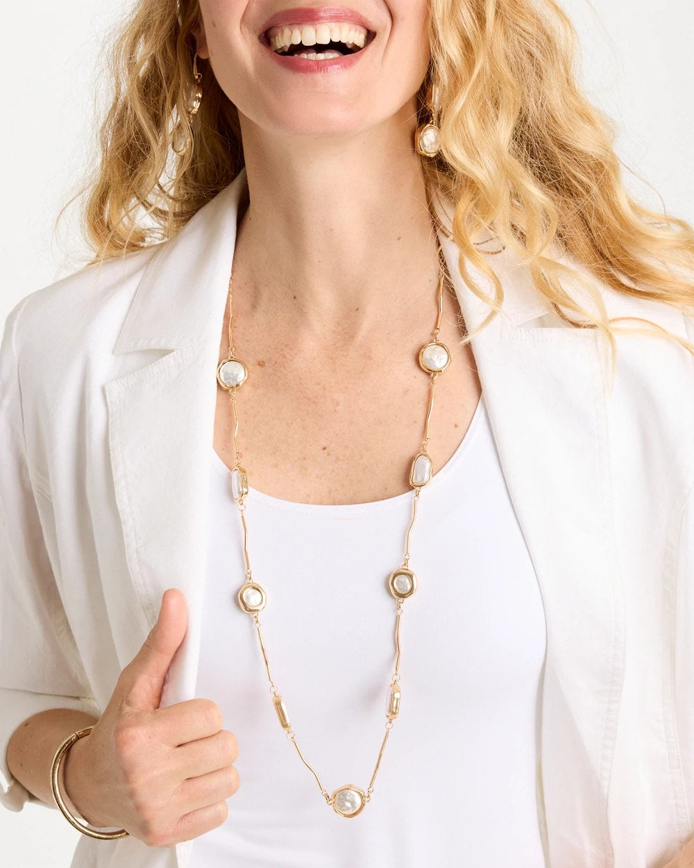 Chico's | Siren Faux Pearl Long Necklace/ Pearl