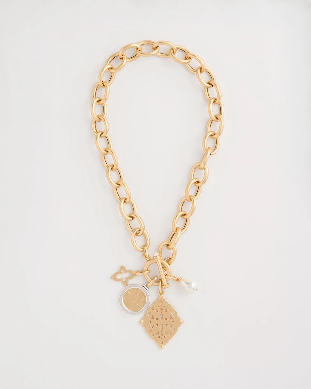 Chico's | Toggle Cameo Charm Necklace/ Gold