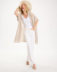 Chico's | Crochet Knit Belted Ruana/ Neutral