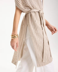 Chico's | Crochet Knit Belted Ruana/ Neutral