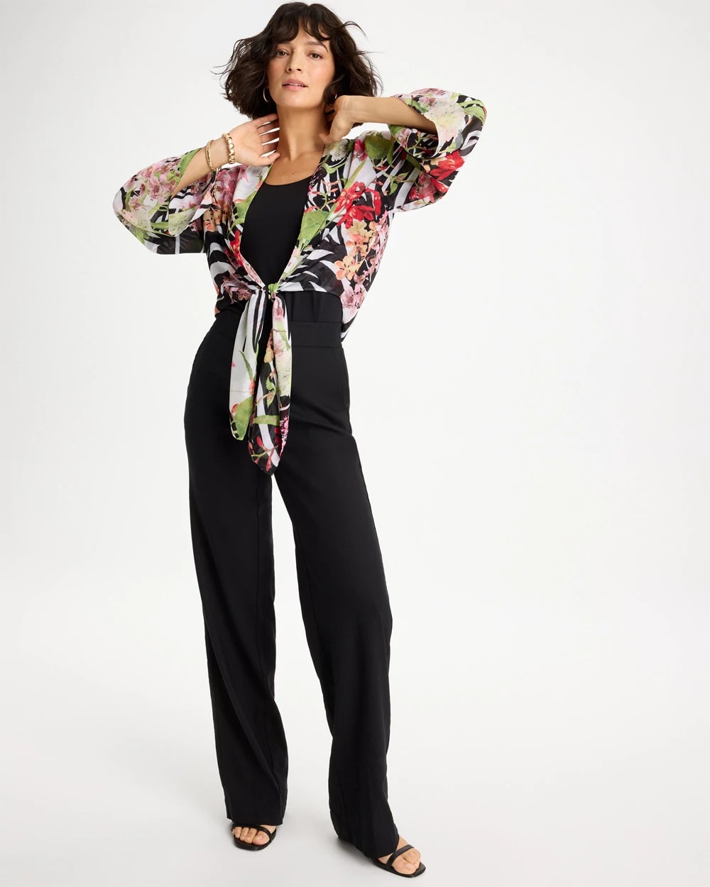 Chico's | Georgette Tie-Front Kimono/ Black