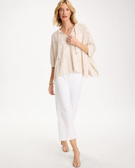 Chico's | Crochet Lace Notch Neck Poncho/ Ecru
