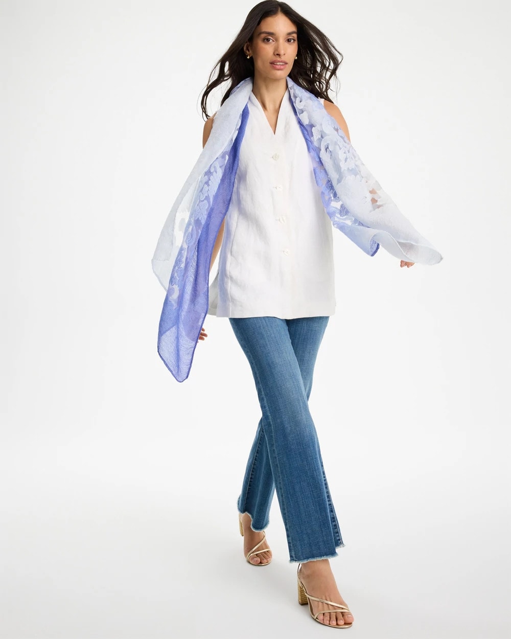 Chico's | Ombre Burnout Oblong Scarf/ Blue