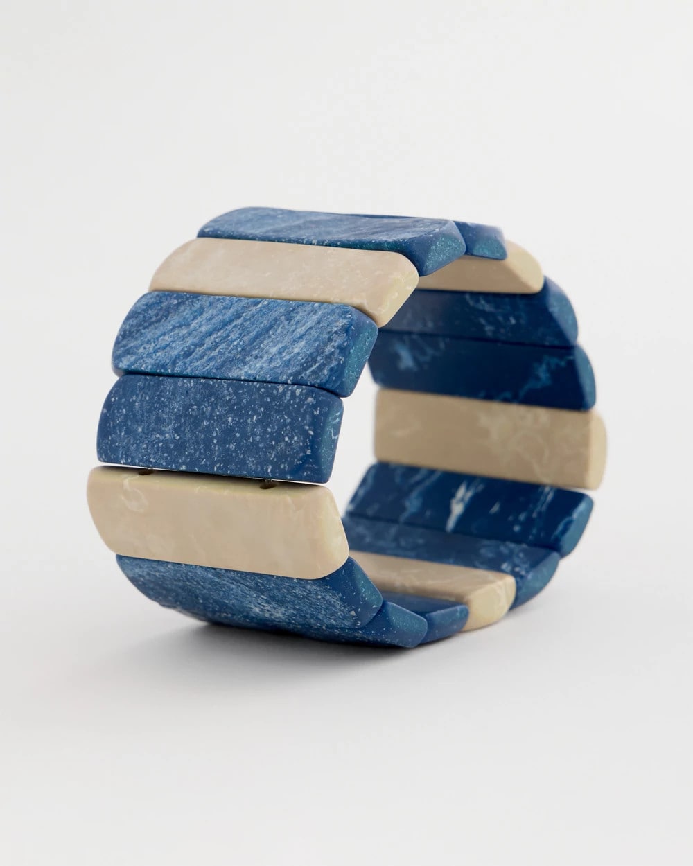 Chico's | Blue-Neutral Wood Stretch Bracelet/ Blue Multi