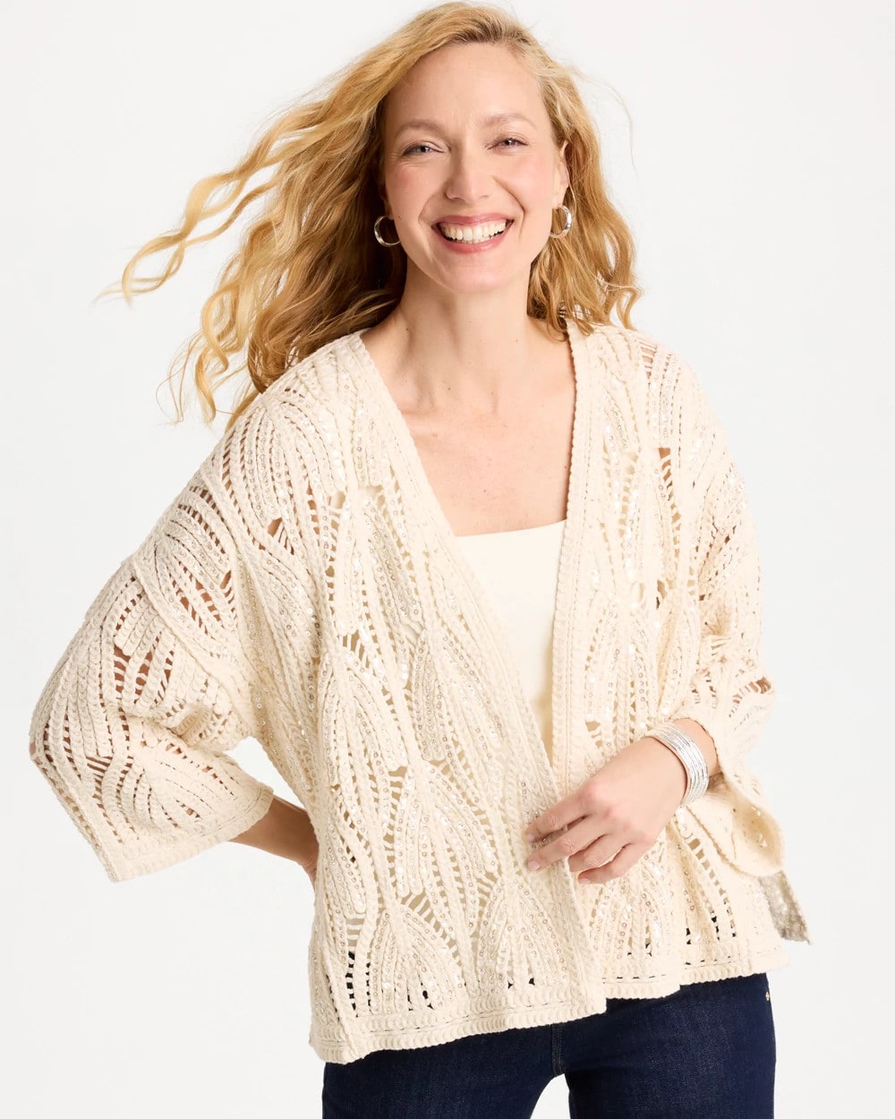 Chico's | Cotton Crochet Kimono/ Neutral