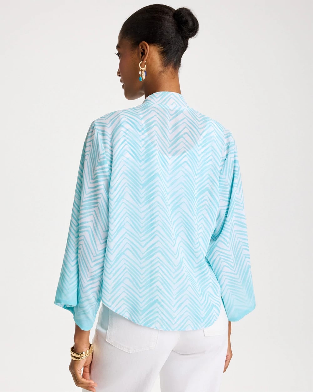 Chico's | Georgette Tie-Front Chevron Kimono/ Bondi Blue