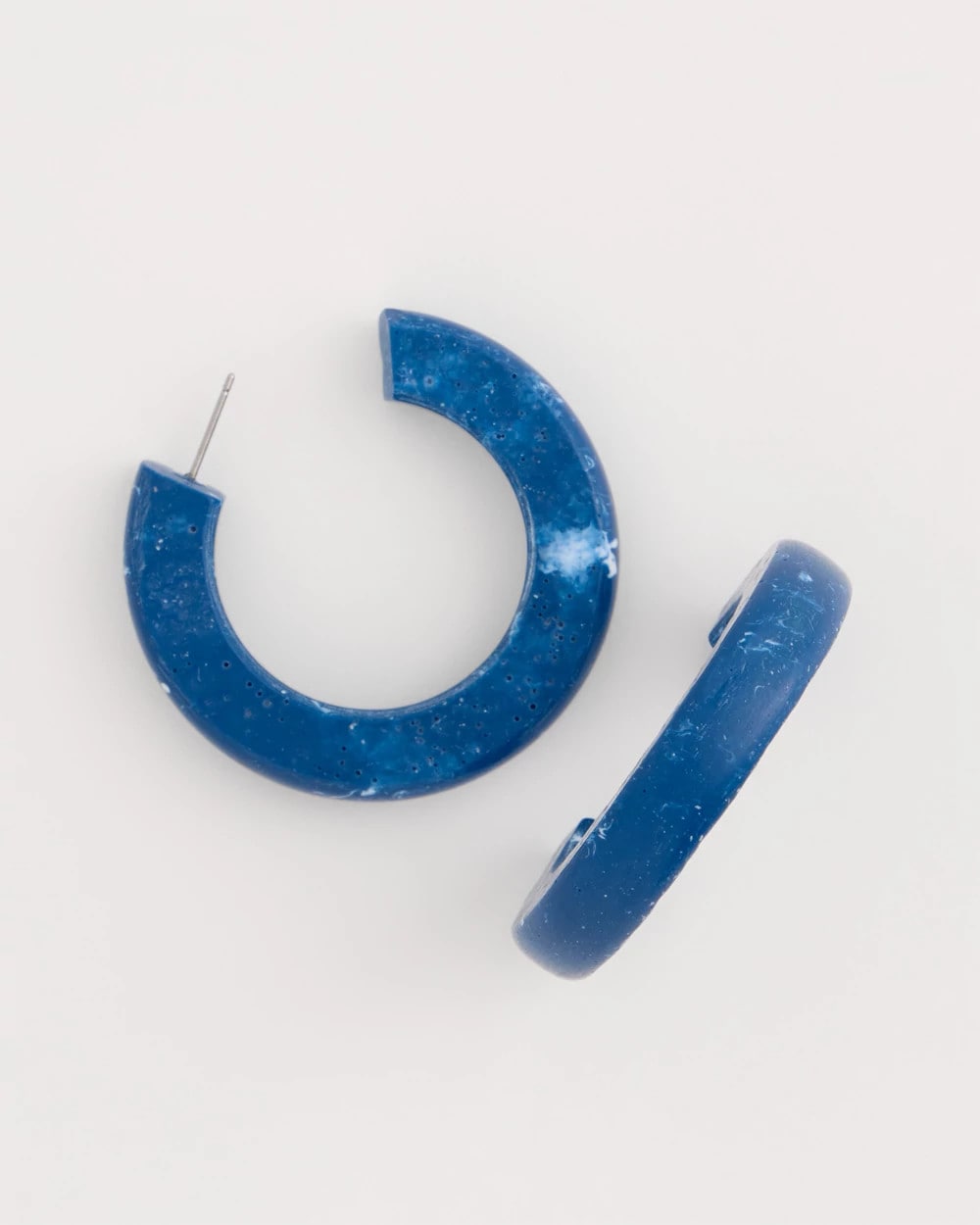 Chico's | Blue-Neutral Wood Hoop Earrings/ Blue Multi