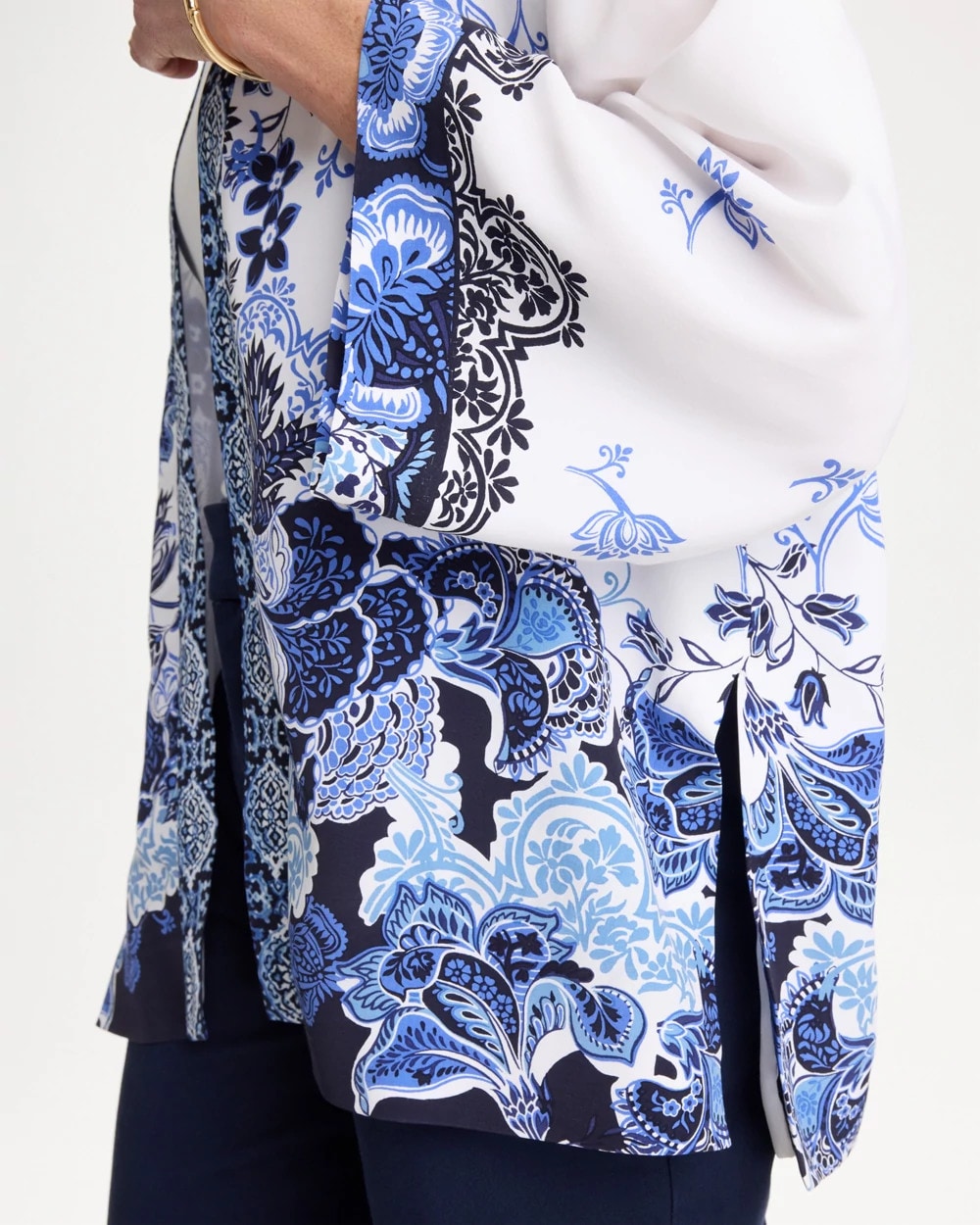 Chico's | Woven Faux Silk Printed Kimono/ Alabaster