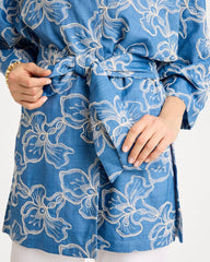 Chico's | Woven Embroidered Belted Kimono/ Denim