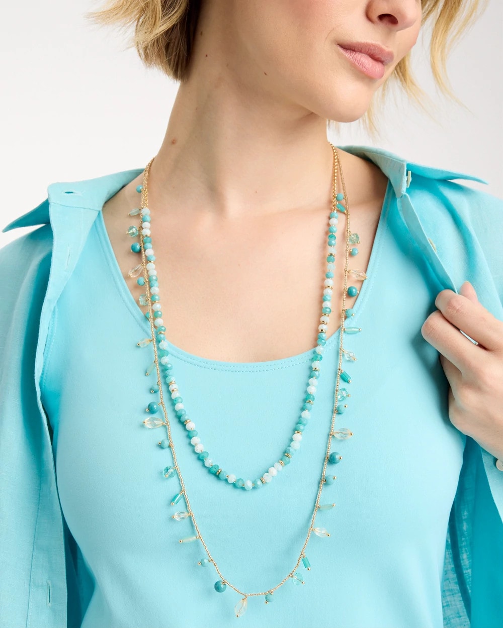 Chico's | Multi-Strand Aqua Layering Necklace/ Aqua