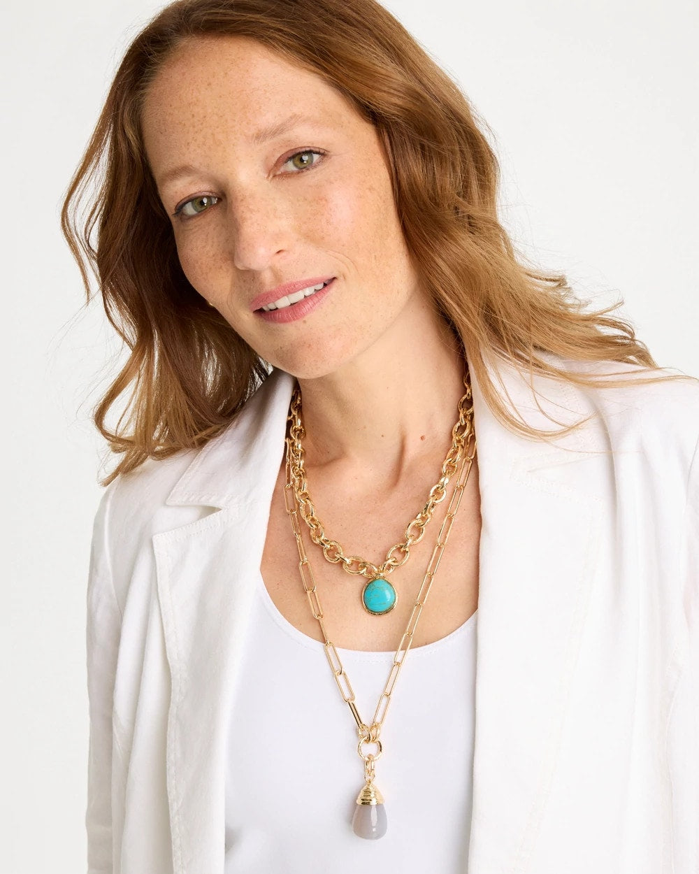 Chico's | Double-Strand Blue Pendant Necklace/ Aqua