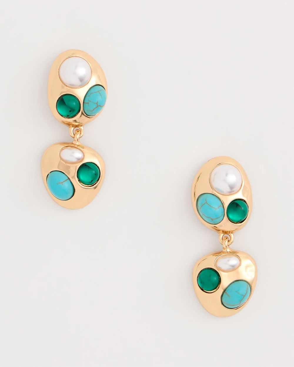 Chico's | Blue Pearl Cab Drop Earrings/ Blue