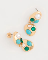 Chico's | Blue Pearl Cab Drop Earrings/ Blue