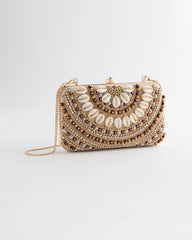 Chico's | Shell Embellished Clutch/ Natural
