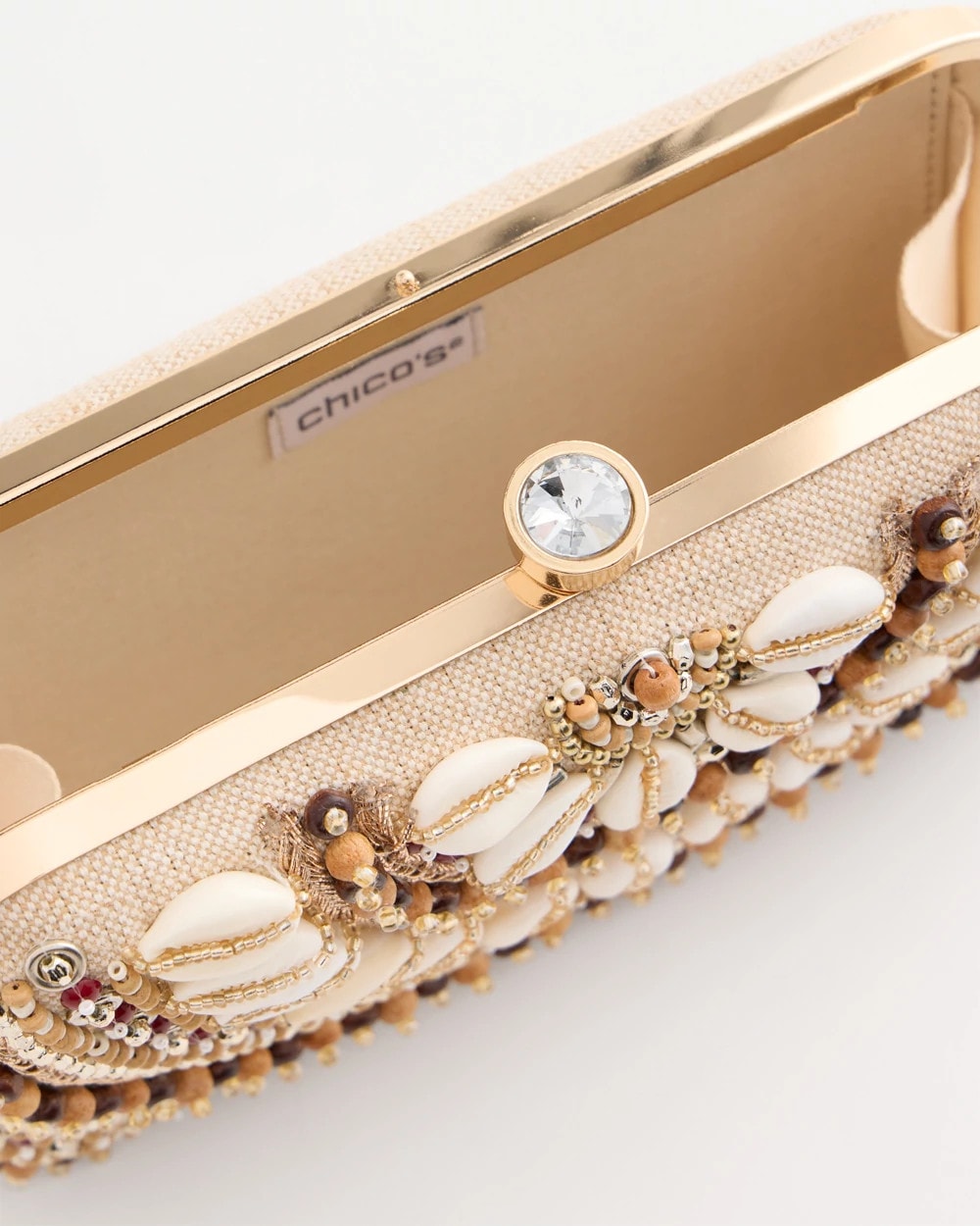 Chico's | Shell Embellished Clutch/ Natural