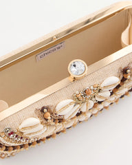 Chico's | Shell Embellished Clutch/ Natural