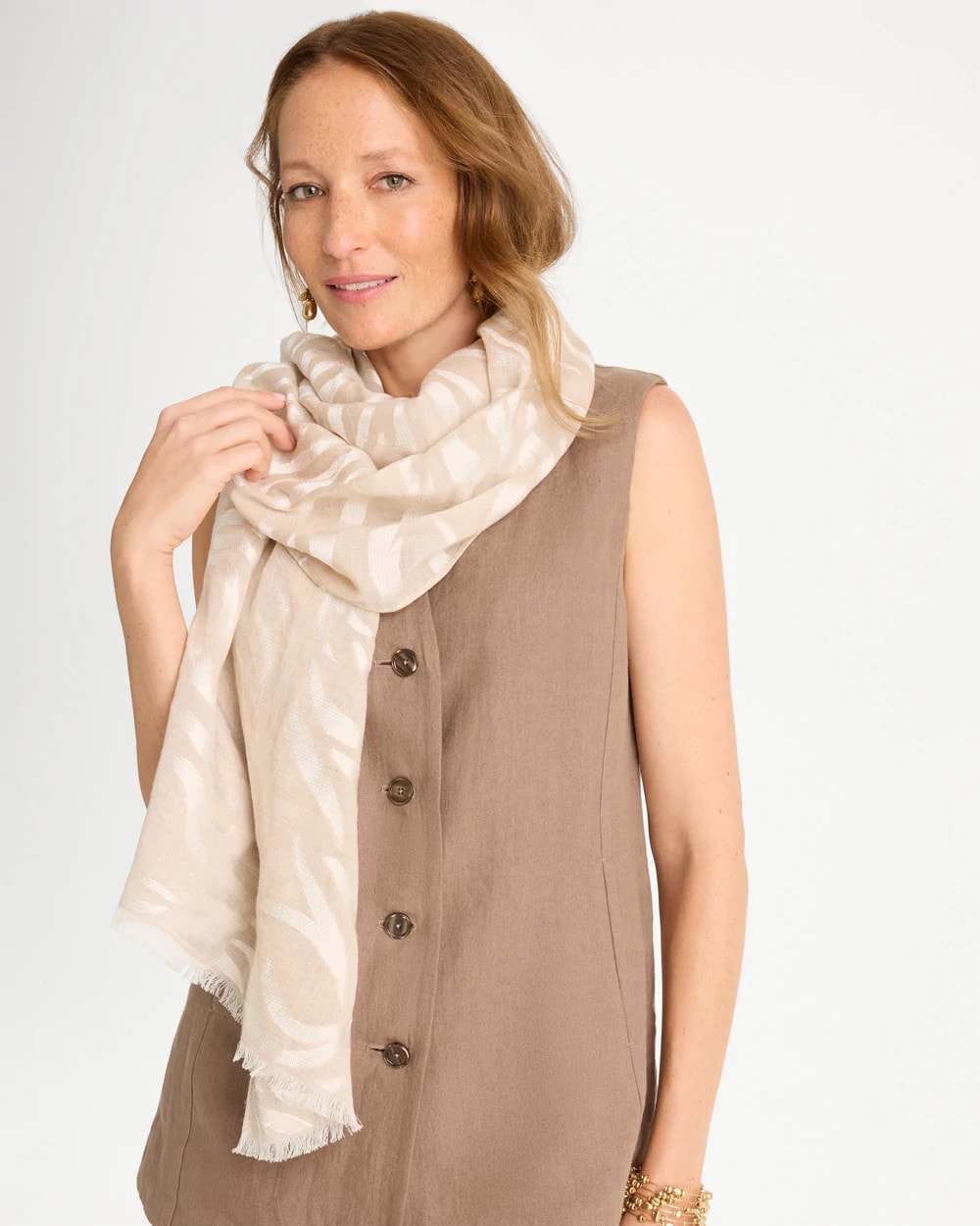 Chico's | Neutral Zebra Jacquard Oblong Scarf/ Neutral