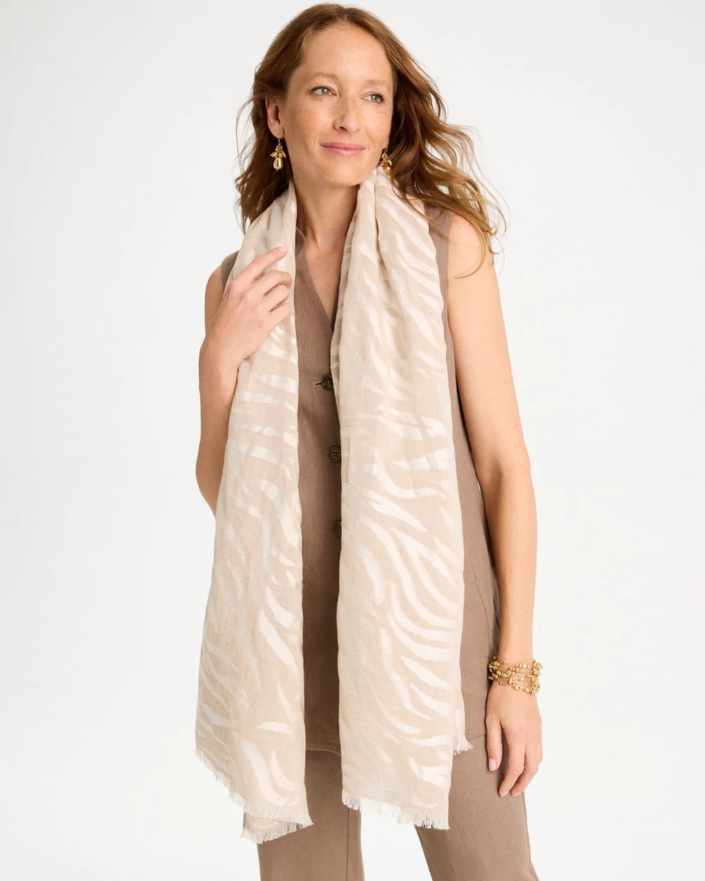 Chico's | Neutral Zebra Jacquard Oblong Scarf/ Neutral