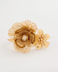 Chico's | Filigree Flower Hinge Cuff Bracelet/ Gold