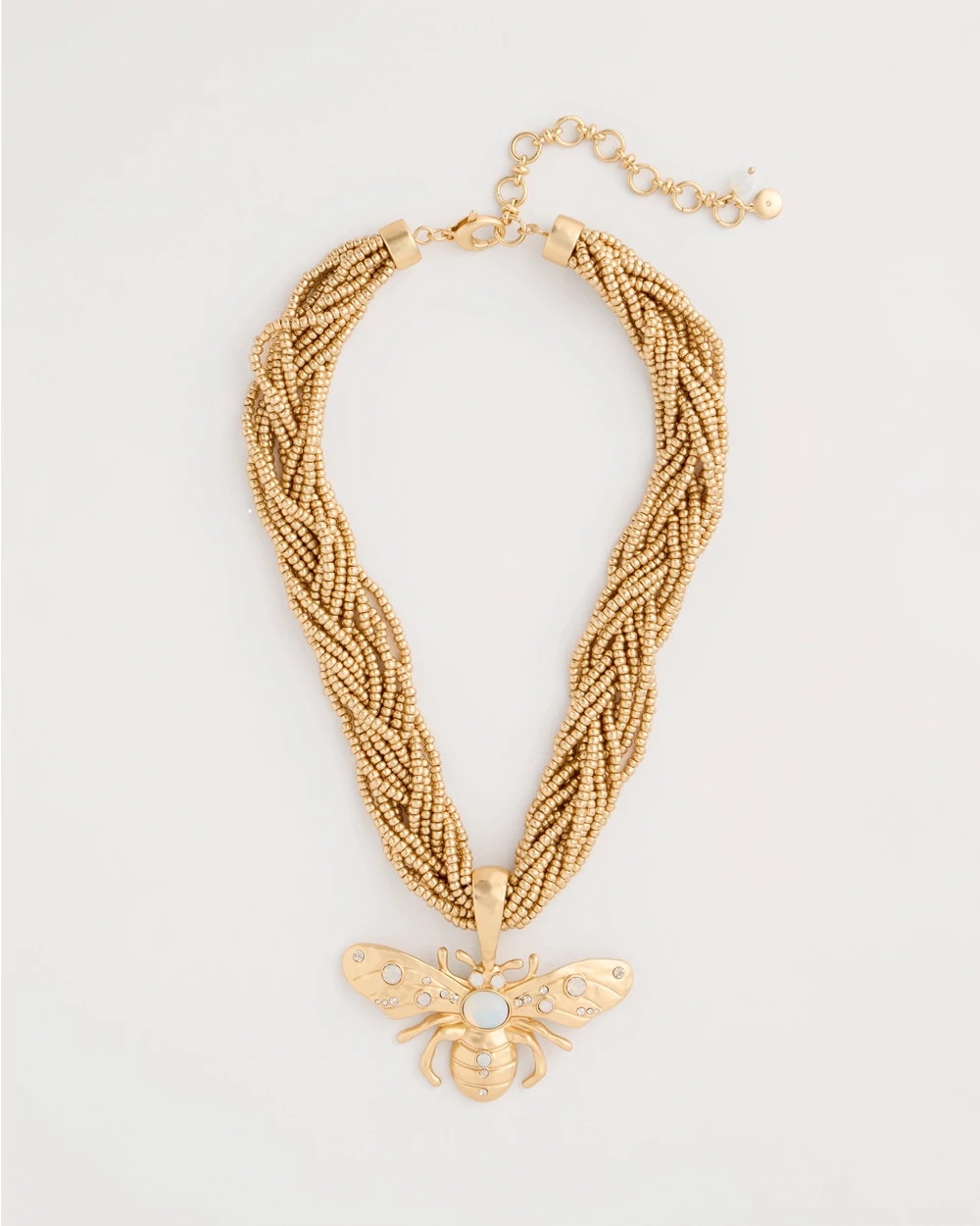 Chico's | Beaded Bee Pendant Necklace/ Neutral