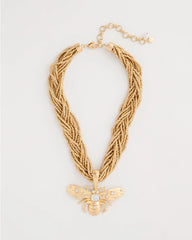 Chico's | Beaded Bee Pendant Necklace/ Neutral