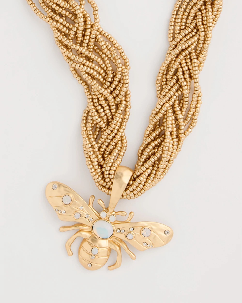 Chico's | Beaded Bee Pendant Necklace/ Neutral