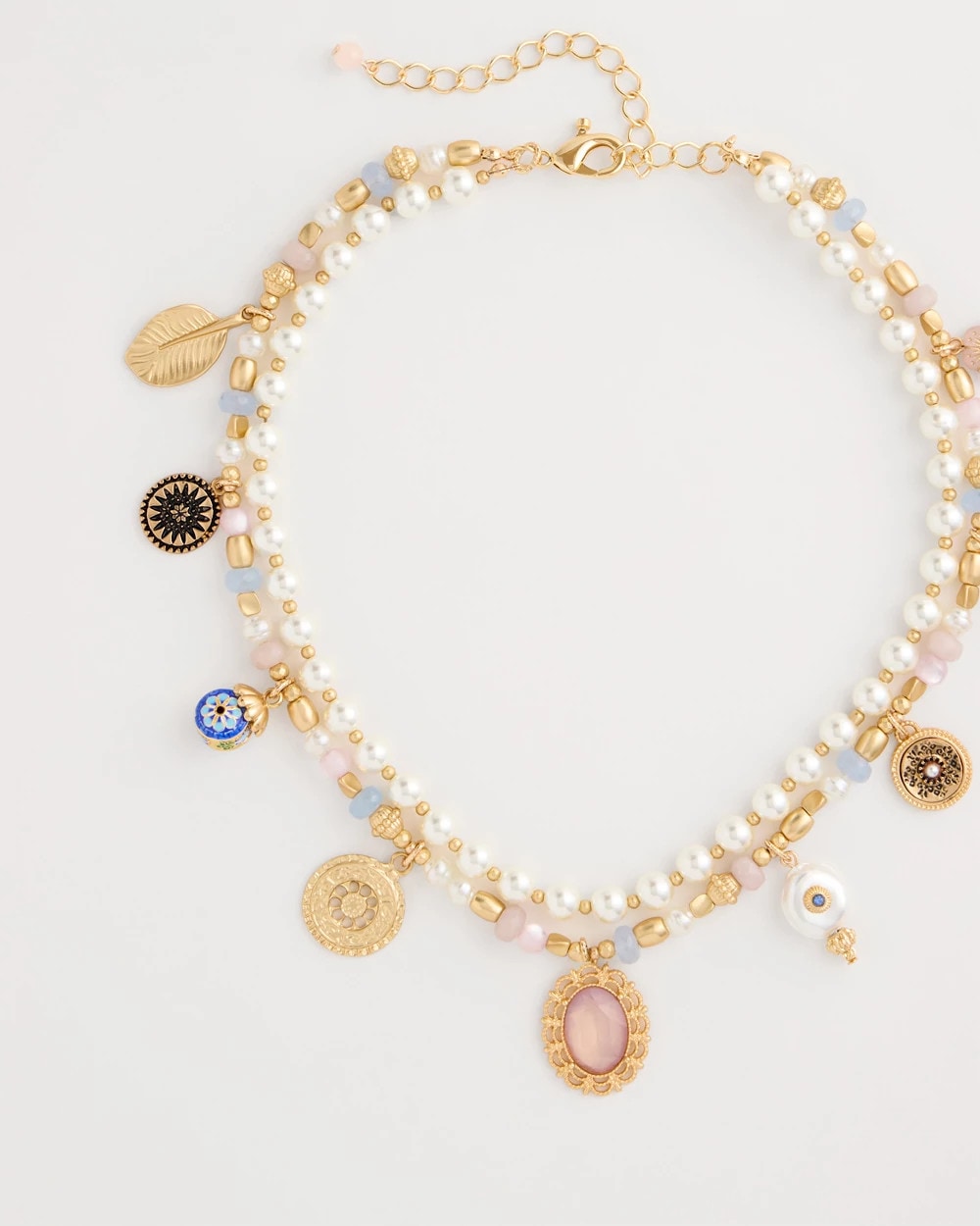 Chico's | Genuine Jade Stone Charm Short Necklace/ Orchid