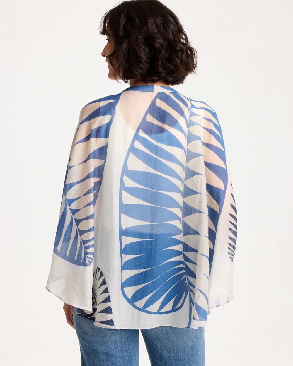 Chico's | Palm Frond Short Poncho/ Passport Blue