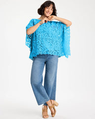 Chico's | Cotton Crochet Lace Poncho/ Blue Tide