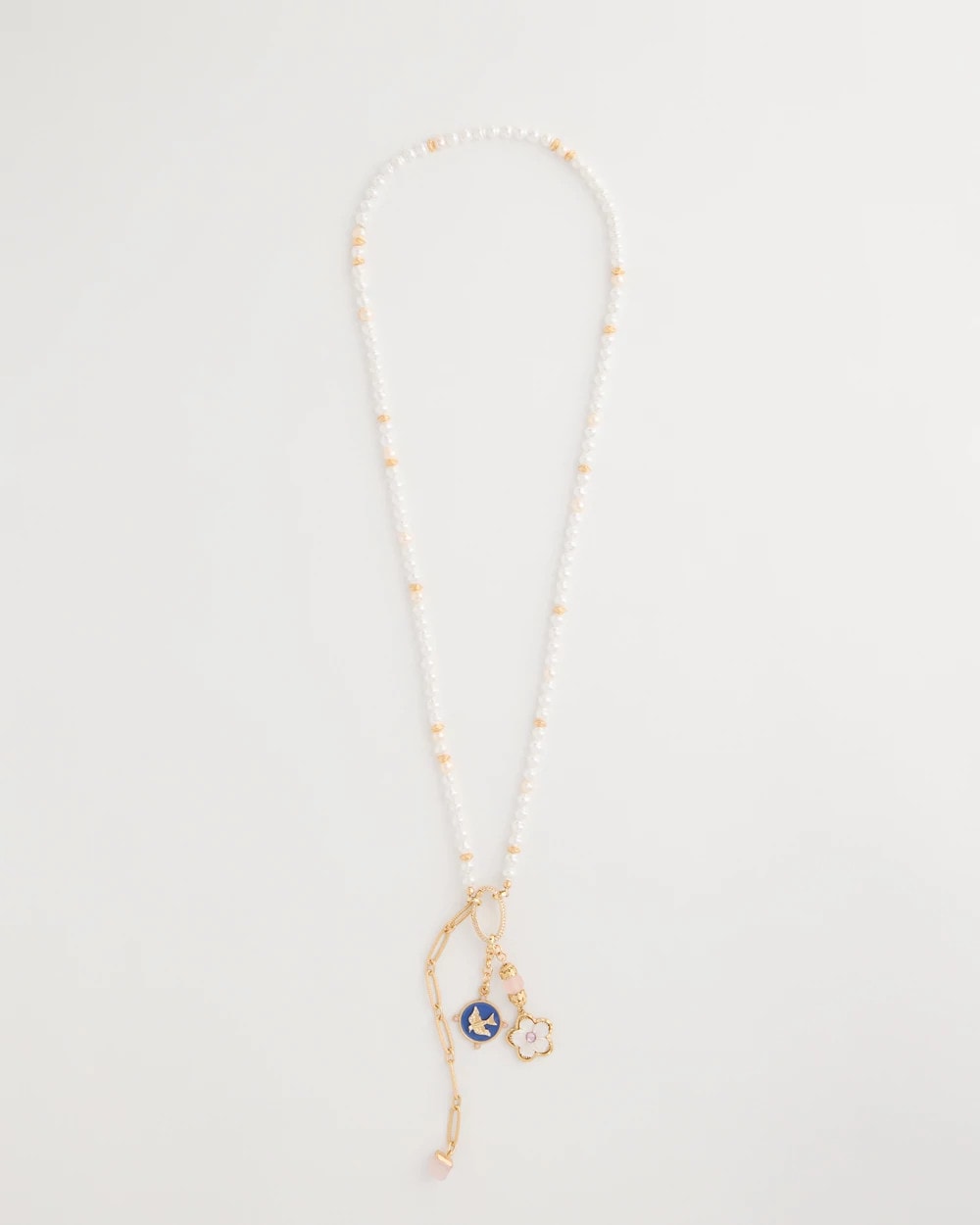 Chico's | Medallion Pendant Pearl Necklace/ Orchid