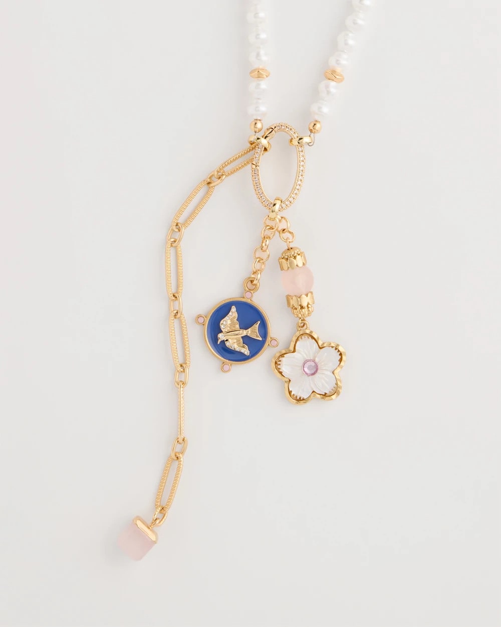 Chico's | Medallion Pendant Pearl Necklace/ Orchid