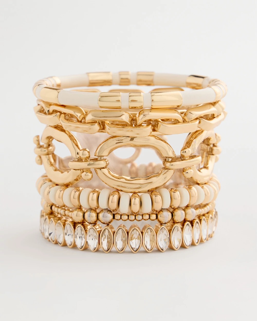 Chico's | White Gold Slice Stretch Bracelet/ White