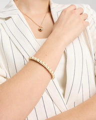 Chico's | White Gold Slice Stretch Bracelet/ White
