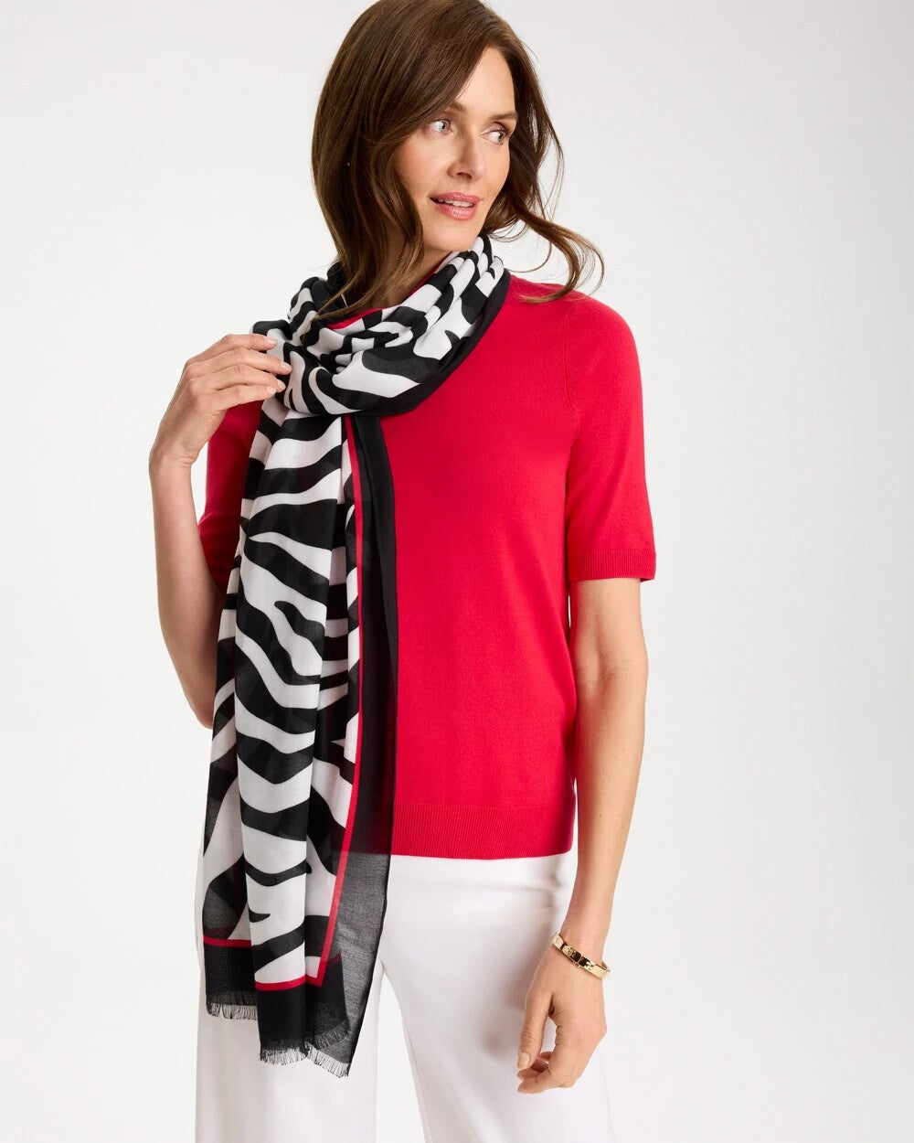 Chico's | Animal Print Oblong Scarf/ Black