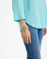 Chico's | Aqua Stretch Set of Five Beaded Bracelets/ Aqua