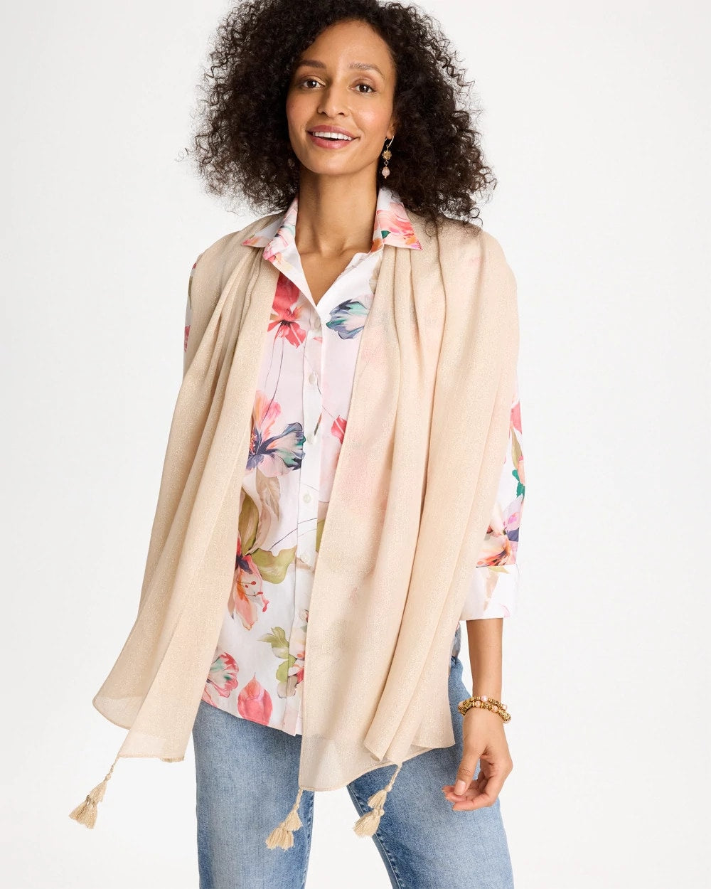 Chico's | Lurex Oblong Scarf/ Neutral