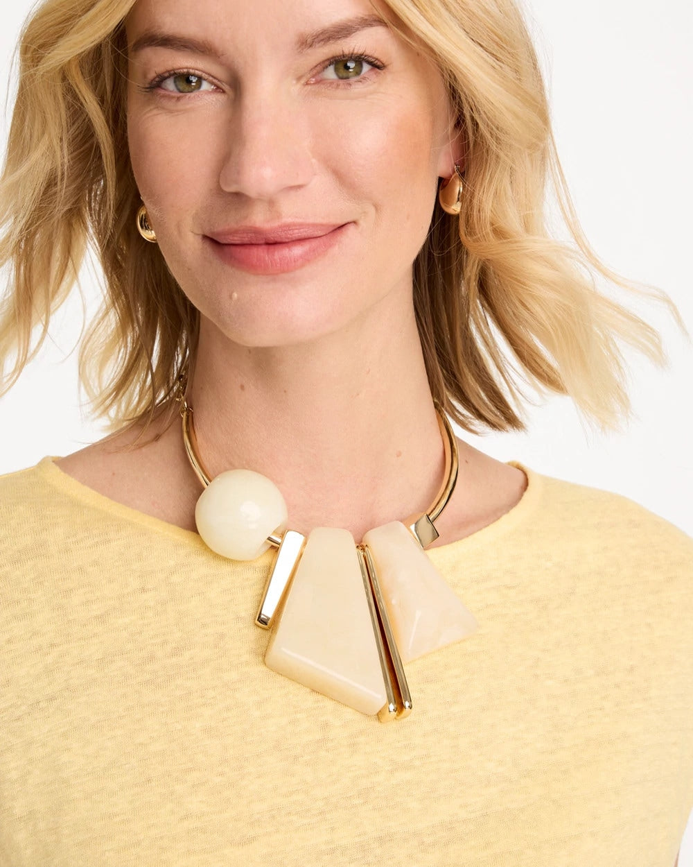 Chico's | Faux Horn Geo Bib Necklace/ Neutral