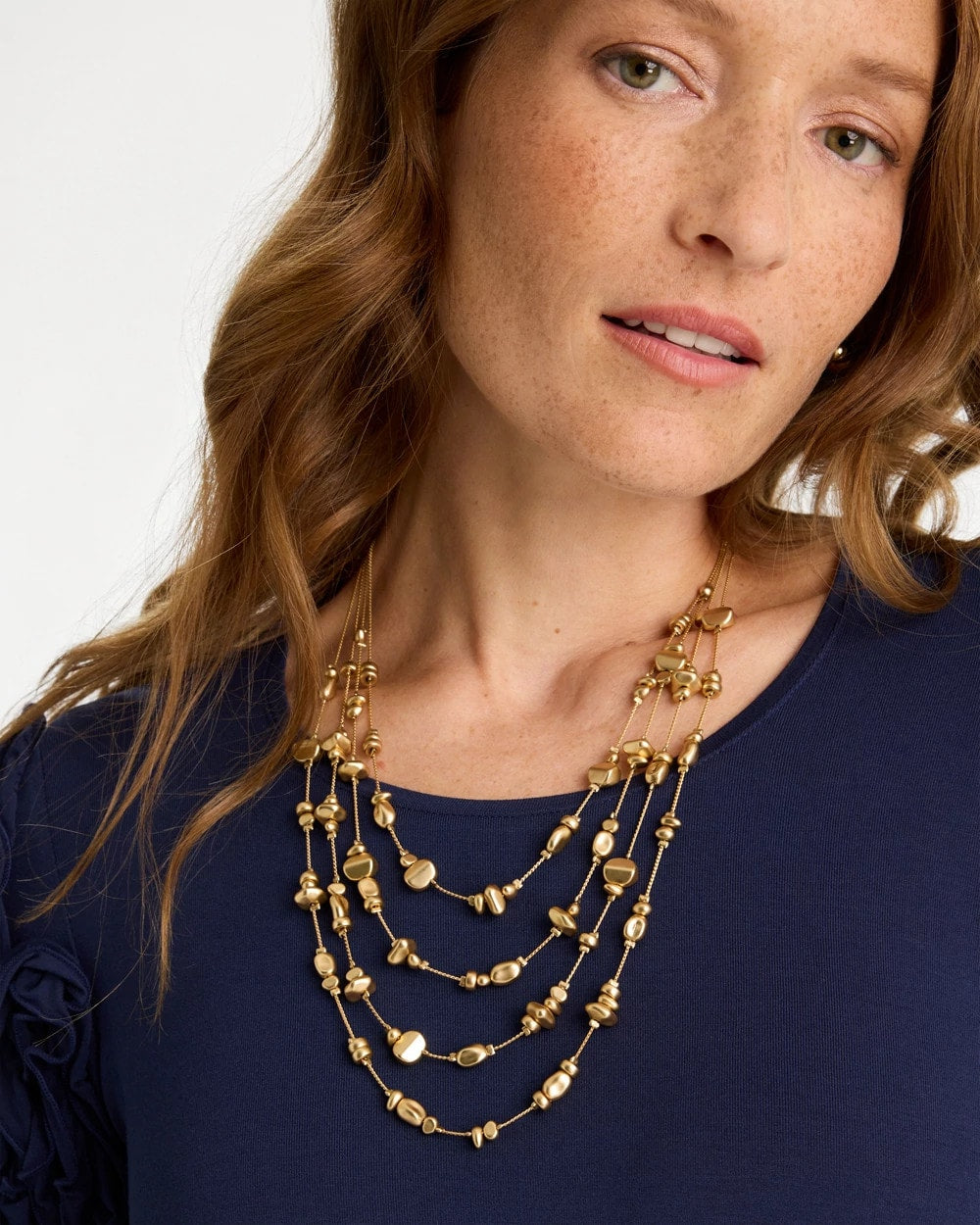 Chico's | Golden Nugget Illusion Necklace/ Gold