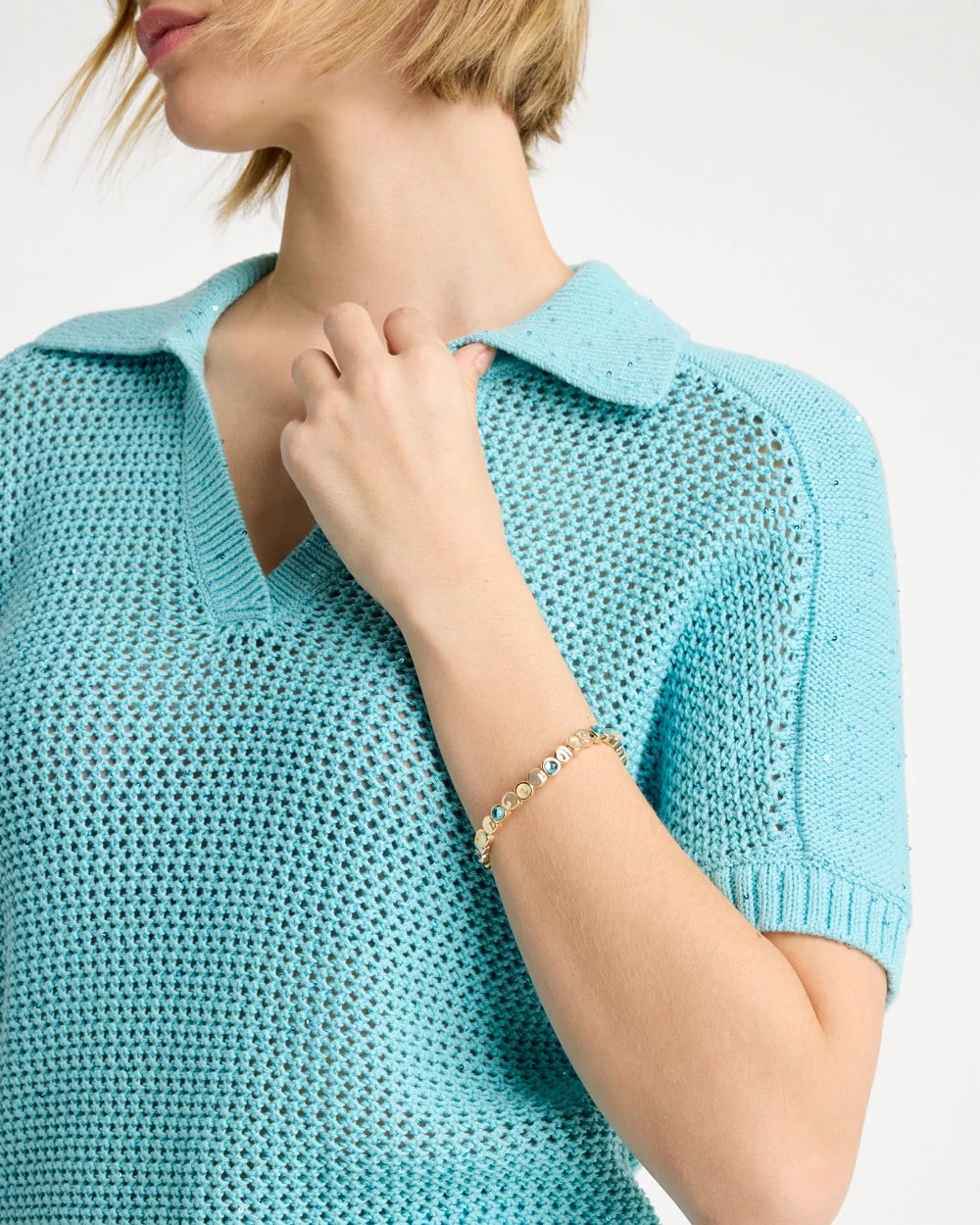 Chico's | Quartz Stone Small Stretch Bracelet/ Light Blue