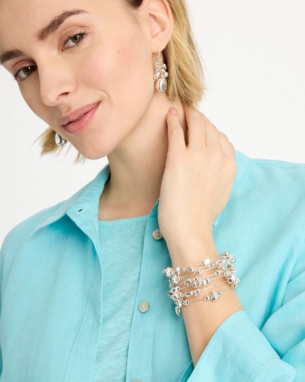 Chico's | Silvertone Coil Bracelet/ Silver