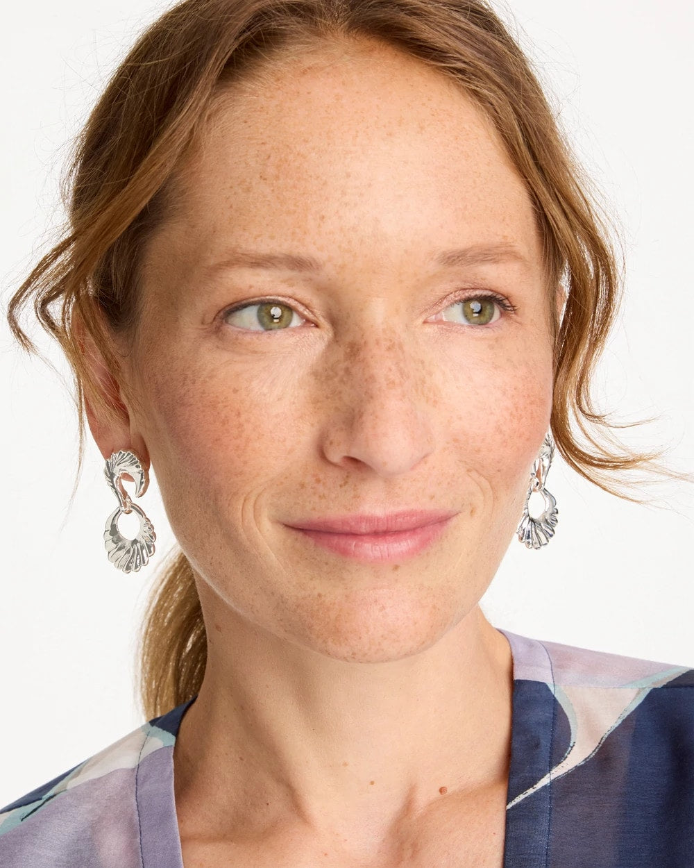 Chico's | Silvertone Doorknocker Earrings/ Silver