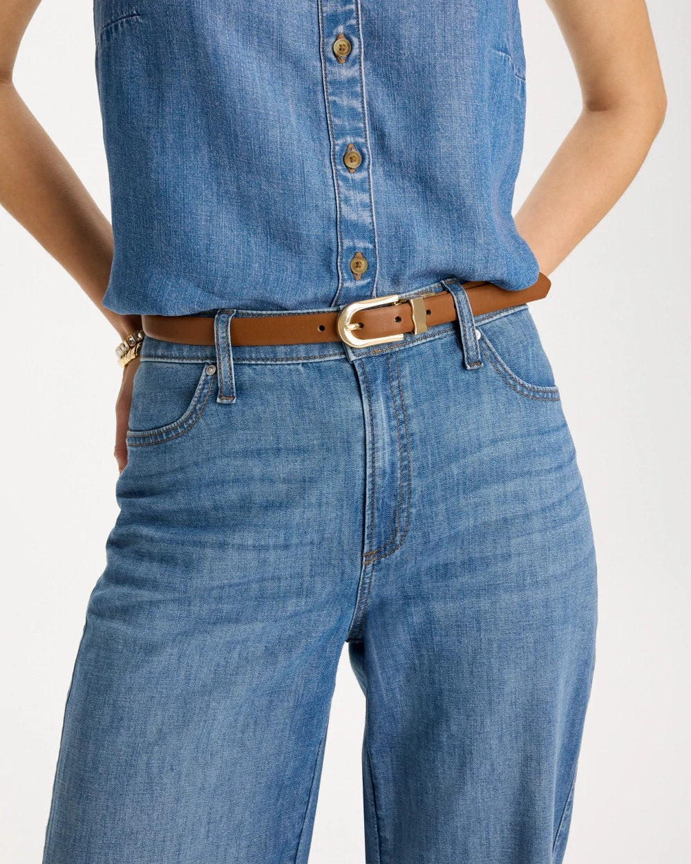 Chico's | Skinny Reversible Trouser Belt/ Black/Brown
