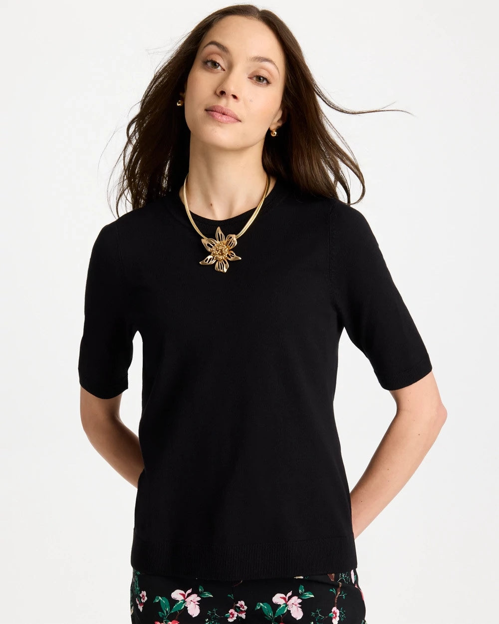 Chico's | Ella Crewneck Pullover Sweater/ Black