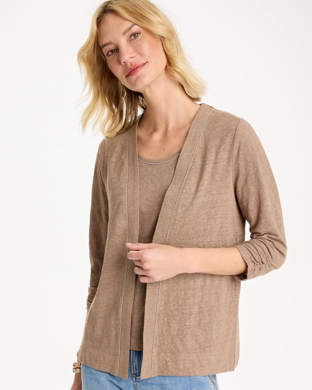Chico's | Linen Open Front Cardigan/ Topaz Smoke