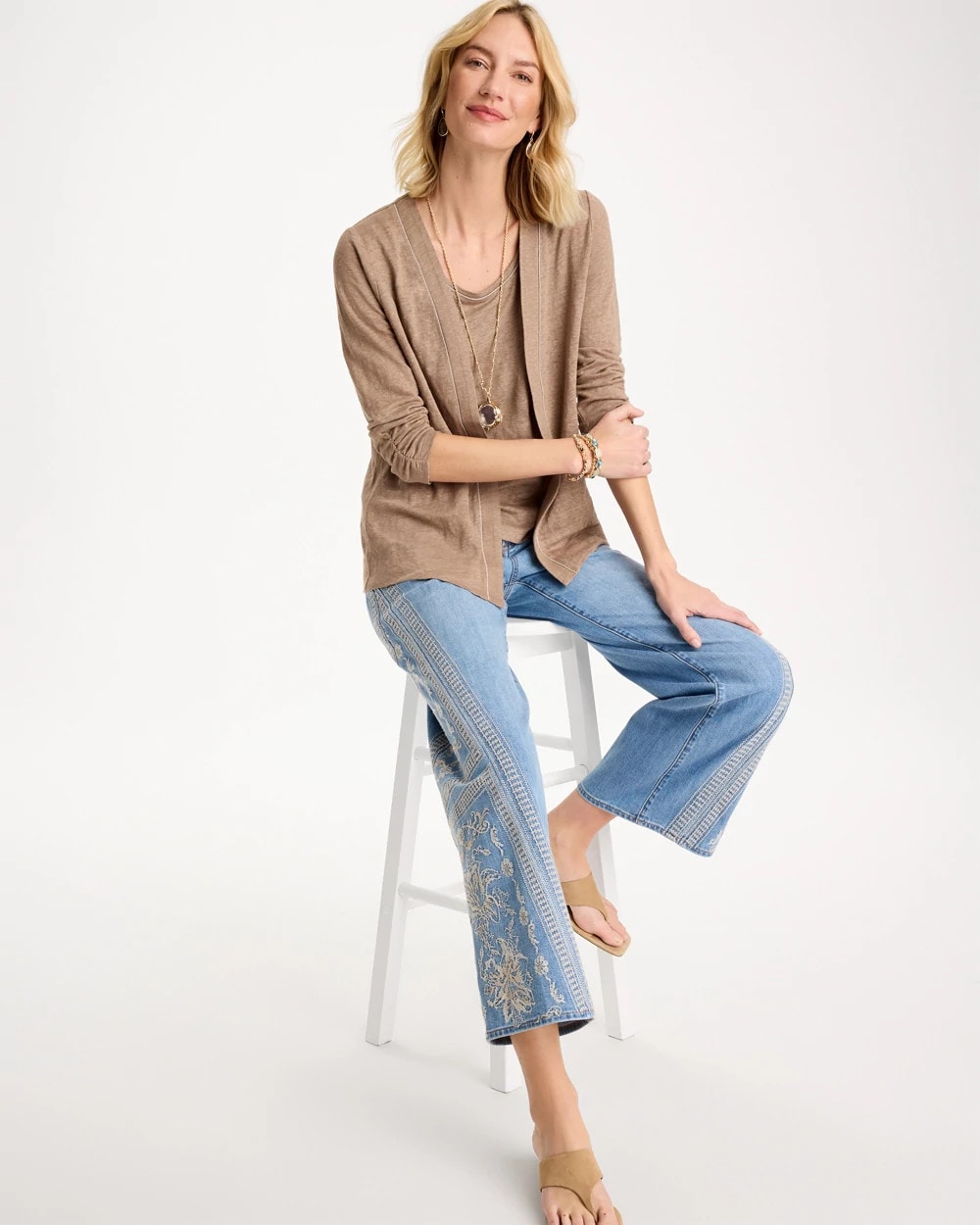 Chico's | Linen Open Front Cardigan/ Topaz Smoke