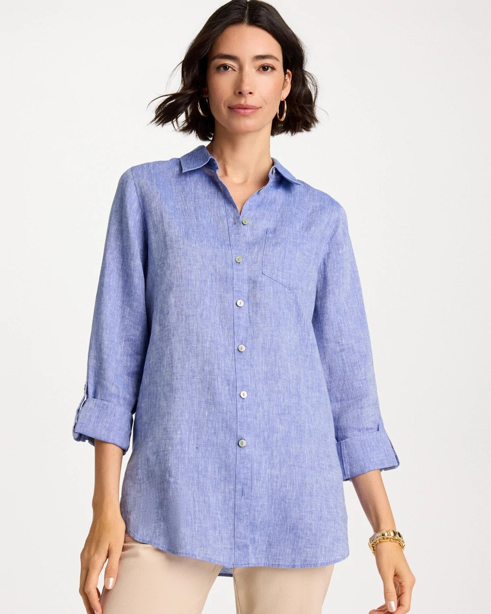 Chico's | No Iron™ Linen Tunic/ Indigo