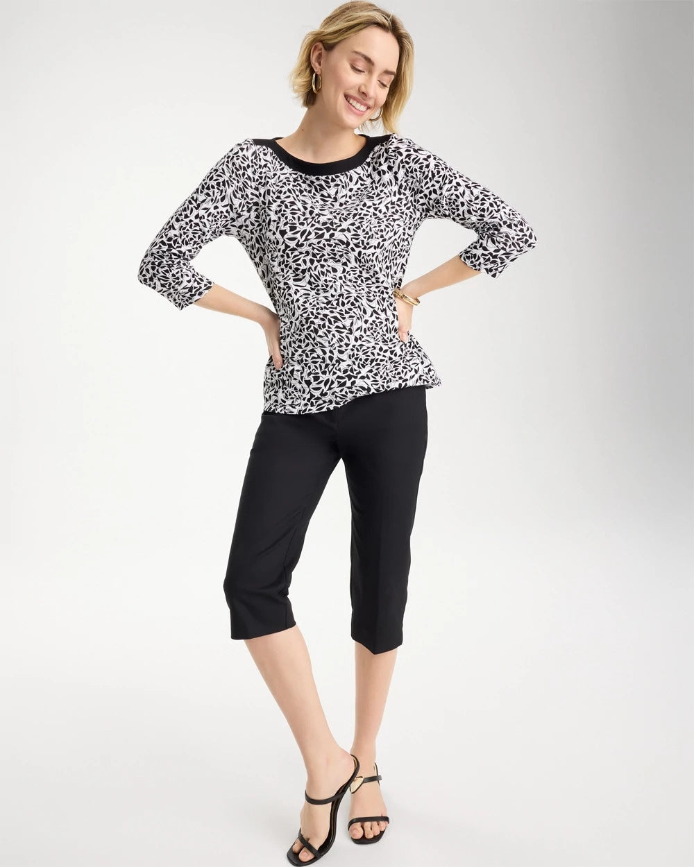 Chico's | Fauna Pima 3/4 Sleeve Tee/ Black